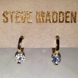 Steve Madden Gold w/ Swarovski Crystal Small Hoop Earrings